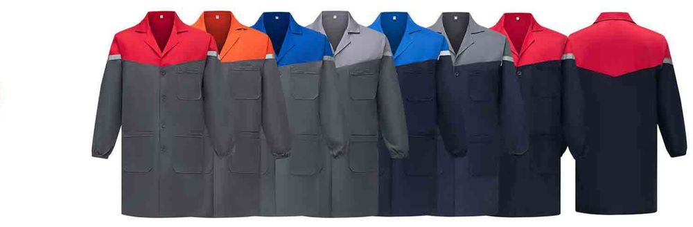 긴팔 배색 가운 / Long-Sleeve Color-Block Coat