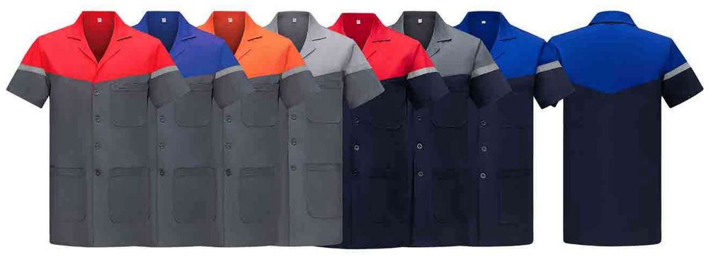 반팔 투톤 가운 / Half-Sleeve Two-Tone Coat